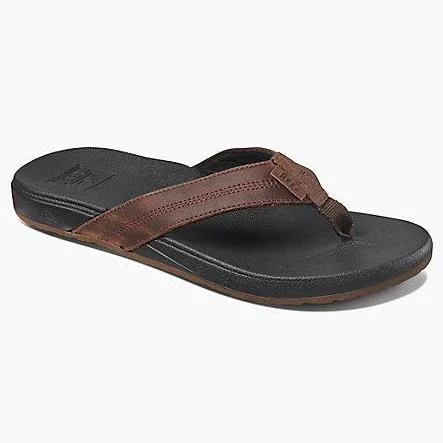 Men's sandals with a contrast stitching detailReef Cushion Bounce Phantom LE Mens Sandals Leather Strap - Black Brown