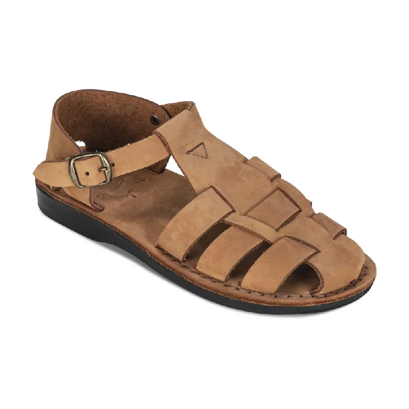 Men's sandals in a neutral color like black or brownDaniel - Leather Fisherman Sport Sandal | Camel Brown Nubuck