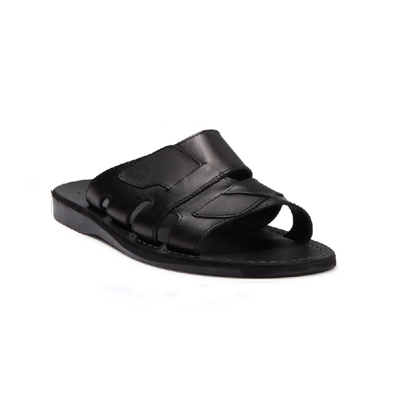 Men's sandals with a toe post designMateo - Leather Open Toe Slide Sandal | Black