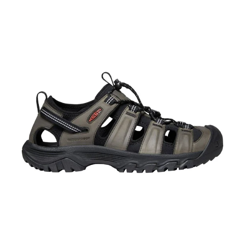 Men's sandals with a perforated leather upper for ventilationKEEN Men's Targhee III Sandal - Grey/Black