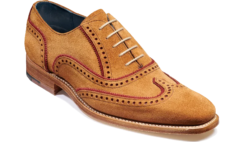 Men's Oxford shoes with a wingtip design and leather soleSpencer - Terra / Burgundy Suede