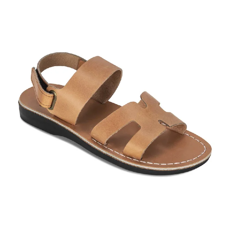 Men's sandals with a toe post designAnne - Leather Slingback Flat Sandal | Tan