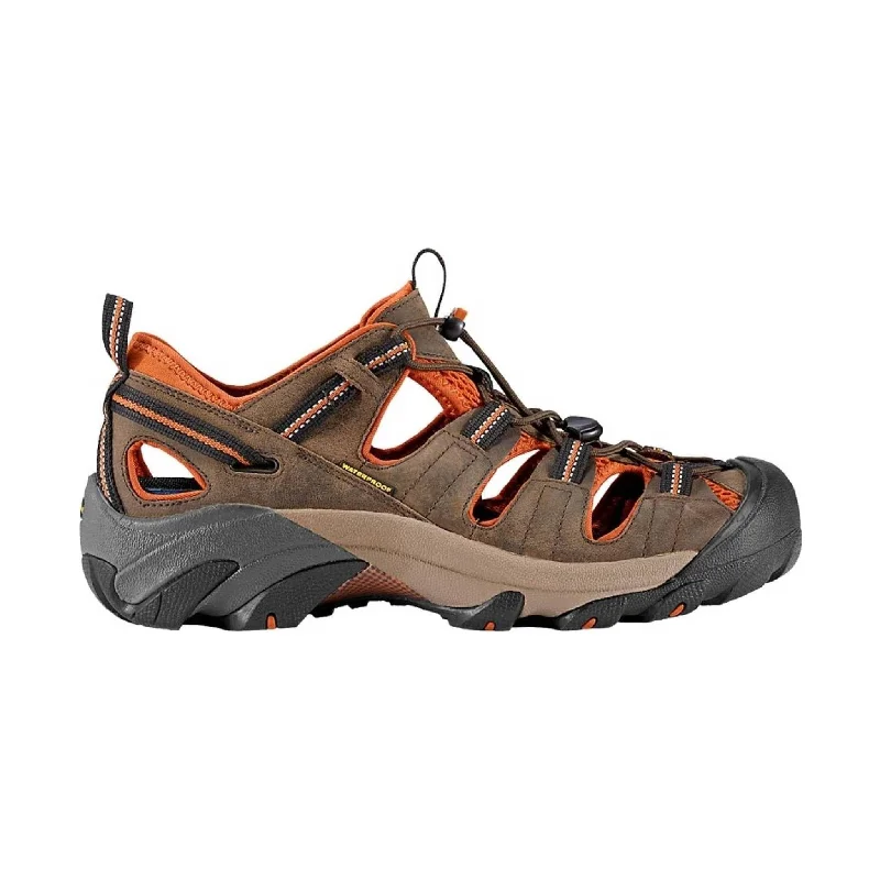 Men's sandals with a perforated leather upper for ventilationKEEN Men's Arroyo II - Black Olive/Bombay Brown