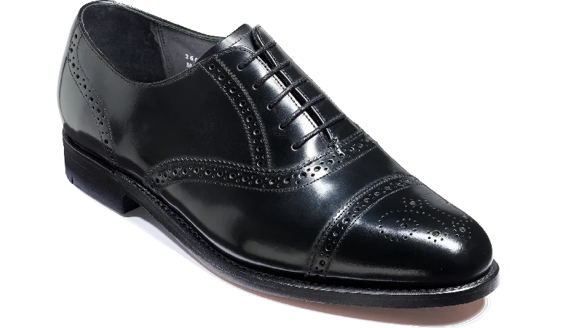 Men's Oxfords with a cap - toe design and a rubber heelCharterhouse - Black Hi-Shine