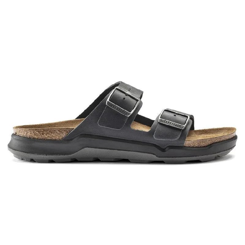 Flip - flop style men's sandals for beach wearBirkenstock Men's Arizona Rugged Cross Town Black Oiled Leather