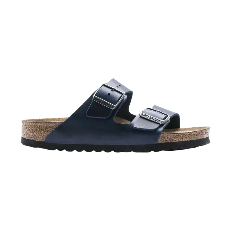 Men's sandals with a pointed toe for a stylish lookBrikenstock Arizona Soft Footbed Sandal - Oiled Leather Blue