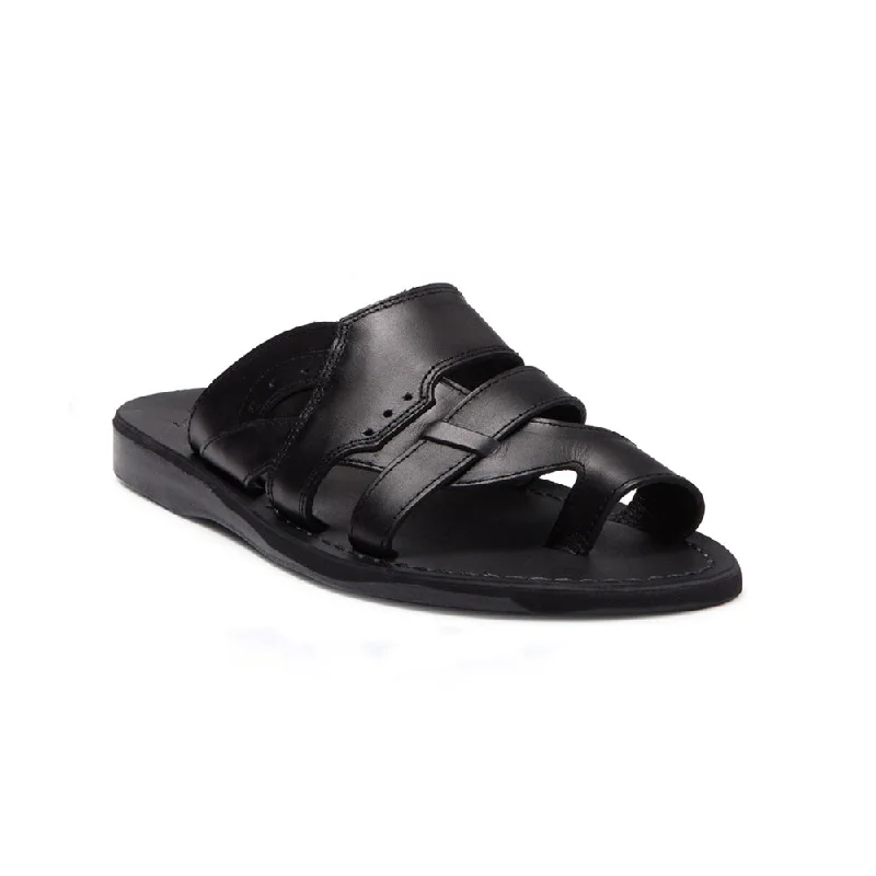 Men's sandals with a buckle closureAron - Leather Lightweight Sandal | Black