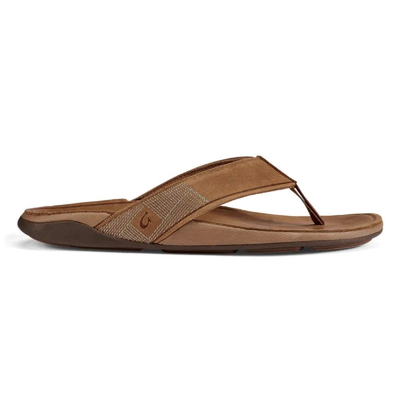 Men's sandals in a neutral color like black or brownOluKai Men's Tuahine Toffee Leather