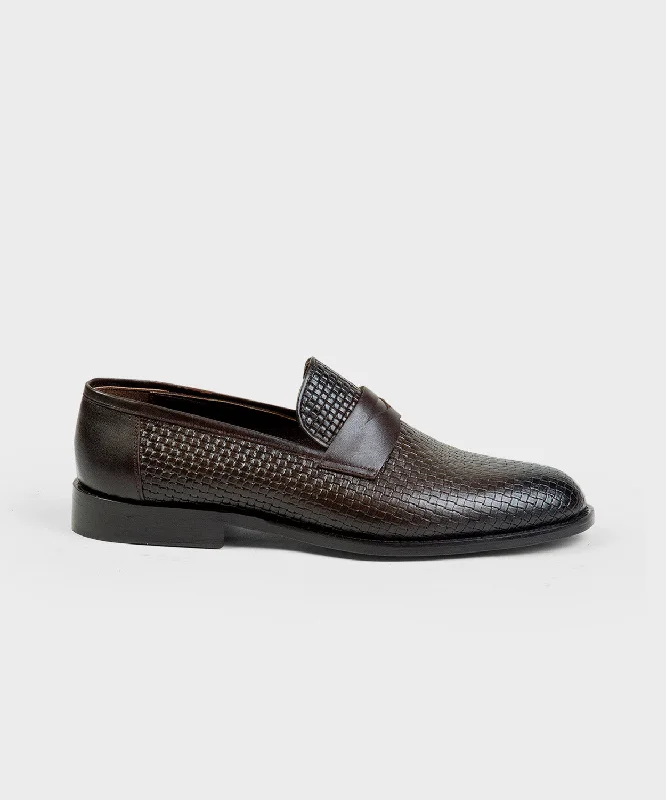 Brown Woven Leather Shoes