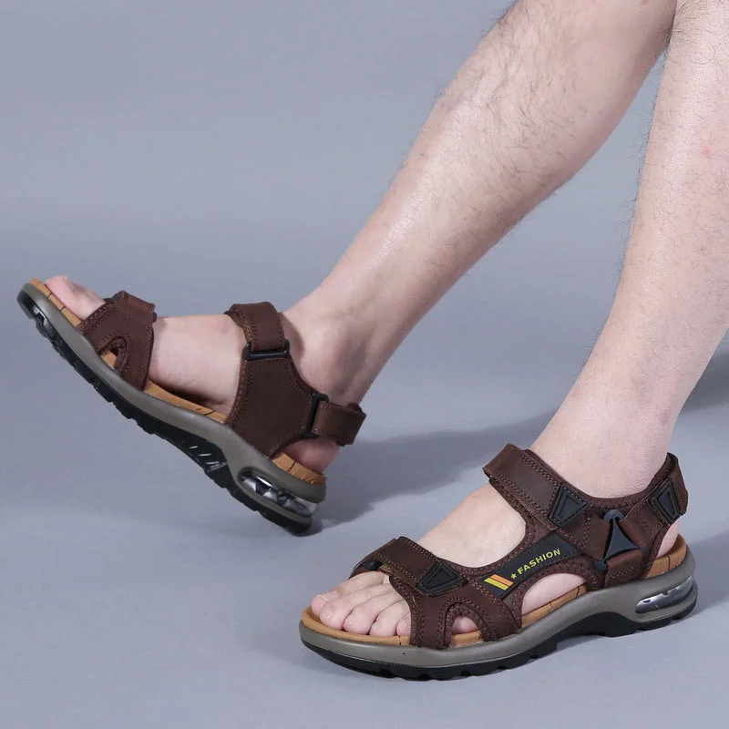 Men's sandals with a shock - absorbing insoleMen Summer Leather Casual Air Cushion Sandals