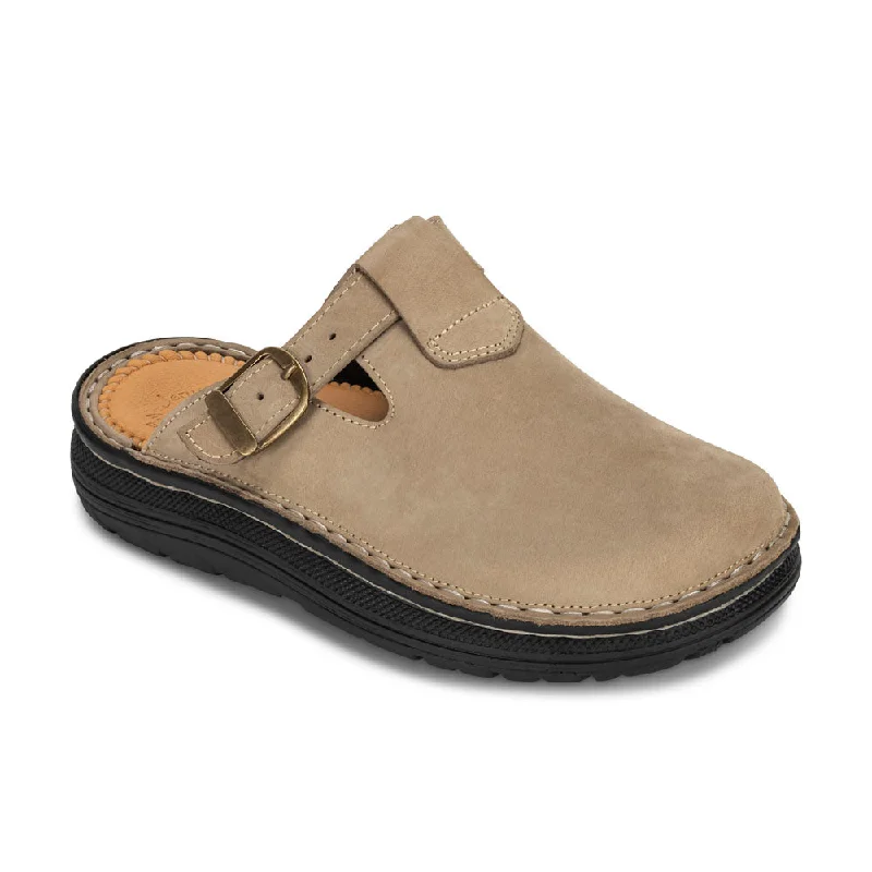 Men's sandals with a leather lining for comfortSawyer - Leather Clog-Toe Sandal | Olive Nubuck