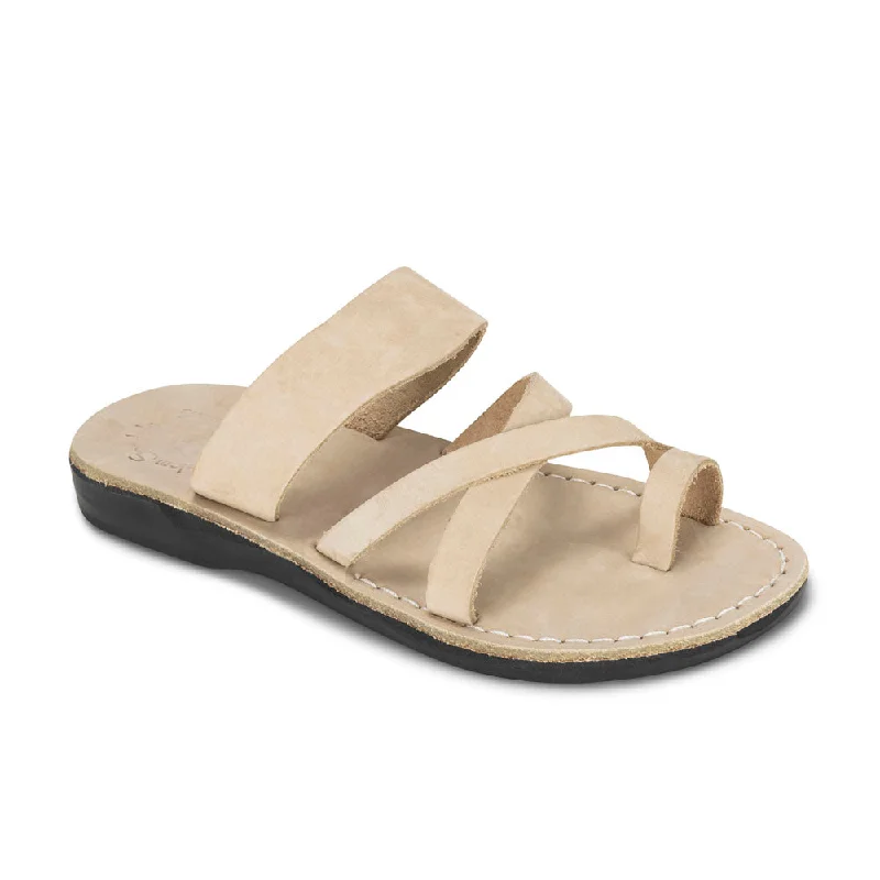 Men's sandals with a padded heelThe Good Shepherd - Leather Toe Loop Sandal | White Nubuck