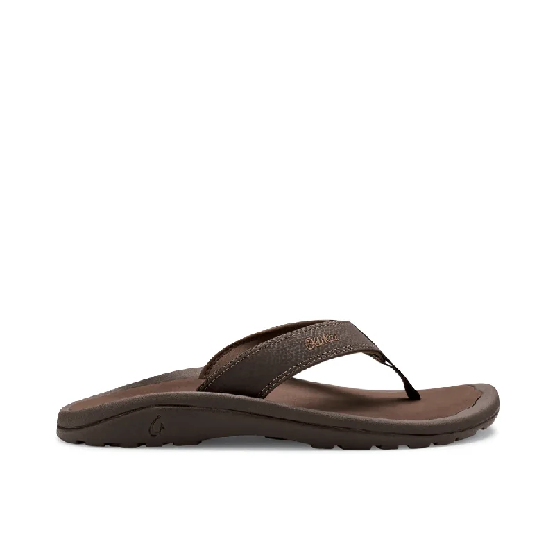 Men's sandals with a perforated leather upper for ventilationOlukai Men's Ohana Thong Sandal in Dark Java