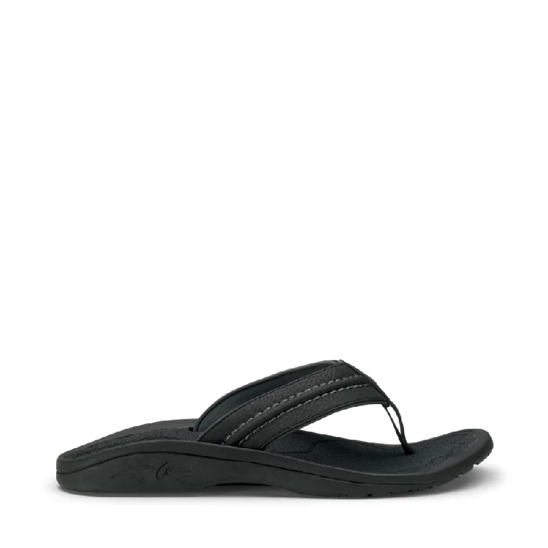 Men's sandals in a neutral color like black or brownOluKai Men's Hokua Thong Sandal in Black/Dark Shadow