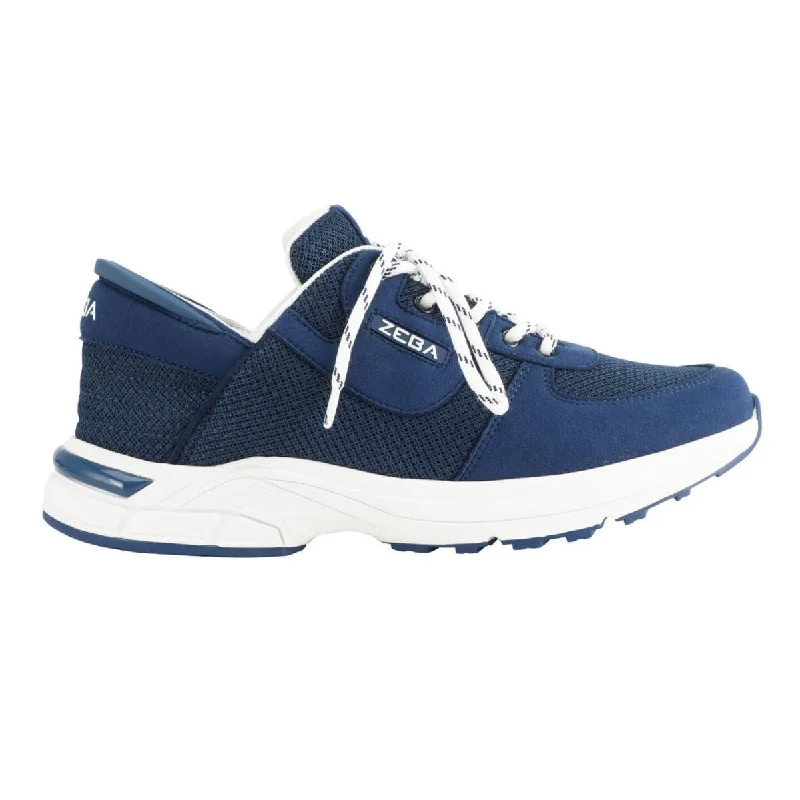 Men's Oxfords with a low - heeled design and a square toeZeba Men's Royal Navy/White Slip On