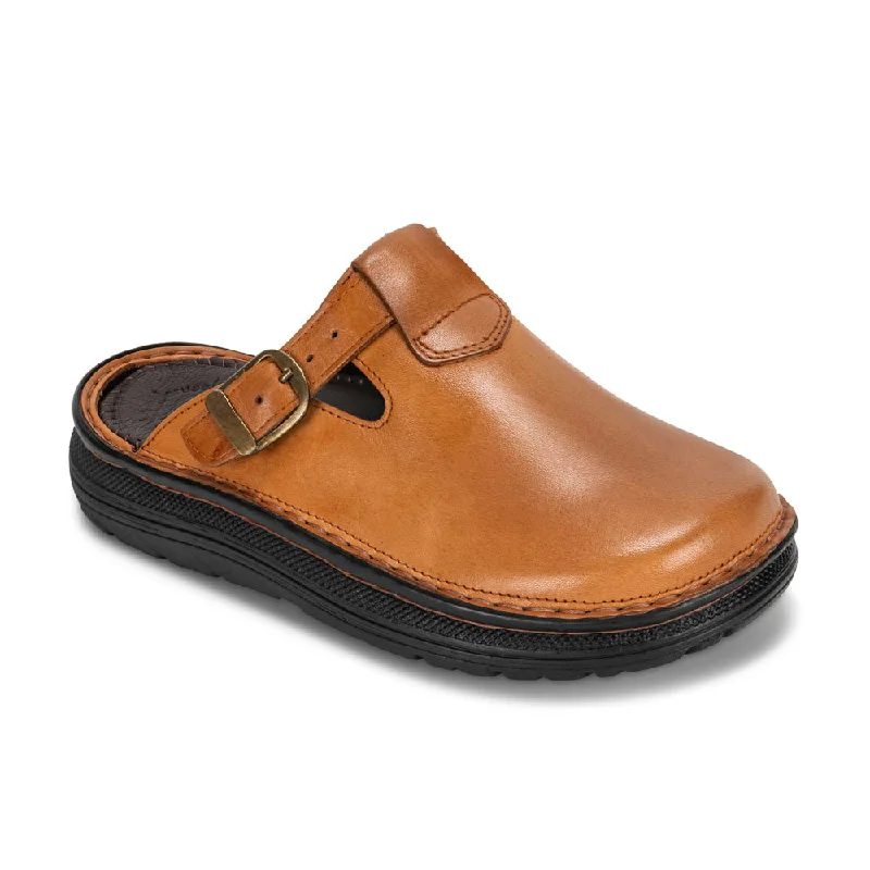 Men's sandals with a removable insole for cleaningSawyer - Leather Clog-Toe Sandal | Honey