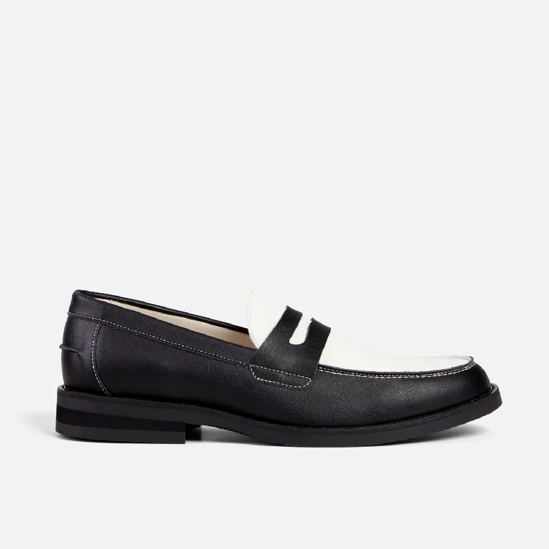 Wilde Black + White Vegan Penny Loafer - Men's