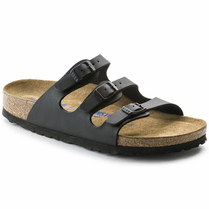 Men's leather sandals with an adjustable strapFlorida Black BF SFB