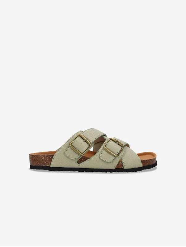 Men's sandals in a neutral color like black or brownSamet Unisex Piñatex Vegan Leather Sandals | Green