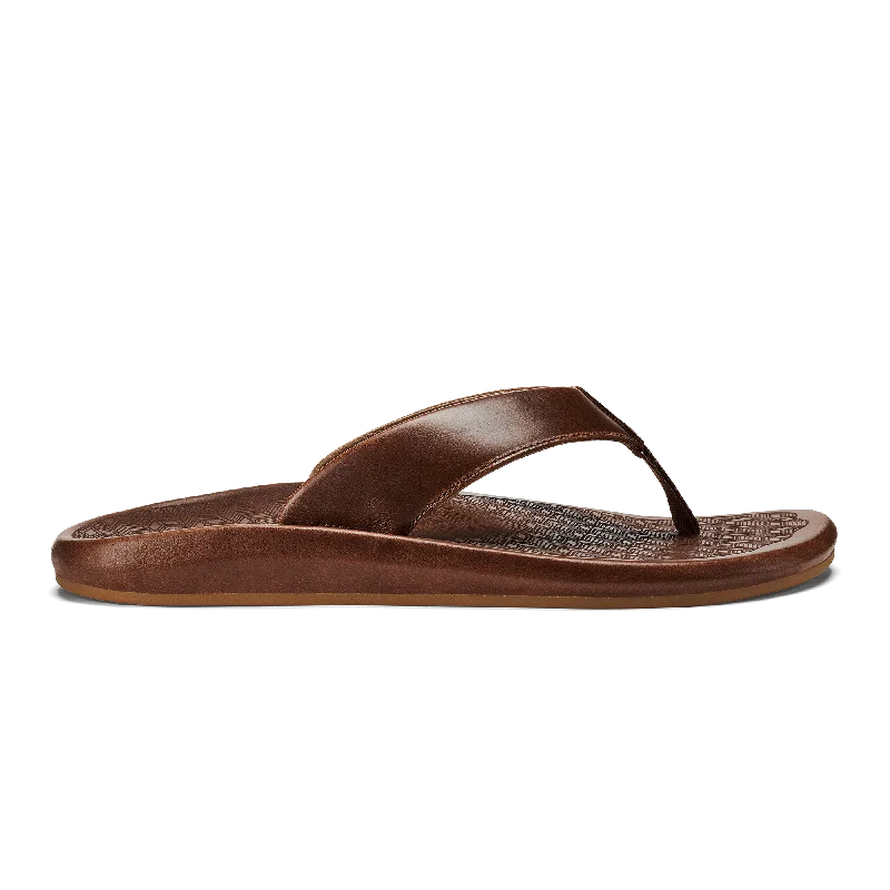 Men's sandals with a perforated leather upper for ventilation‘Ilikai - Toffee