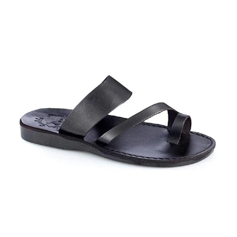 Men's sandals with a contrast stitching detailZohar - Leather Toe Ring Sandal | Black