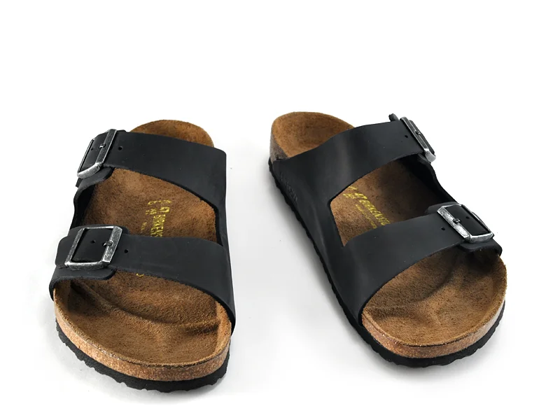 Men's sandals in a neutral color like black or brownArizona Black Oiled Leather