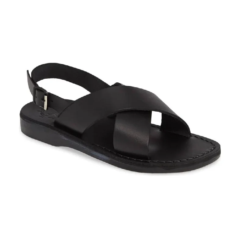 Flip - flop style men's sandals for beach wearElan Buckle - Leather Thick Strap Sandal | Black