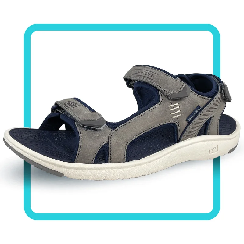 Men's sandals with a removable insole for cleaningCabo by Skuze Shoes - Grey & Navy