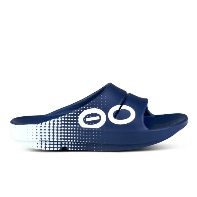 Men's sandals in a neutral color like black or brownOOFOS OOahh Sport Slide - Matrix Navy