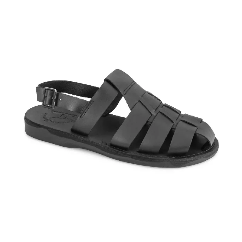 Men's sandals with a rubber sole for tractionMichael - Closed Toe Leather Fisherman Sandal | Black