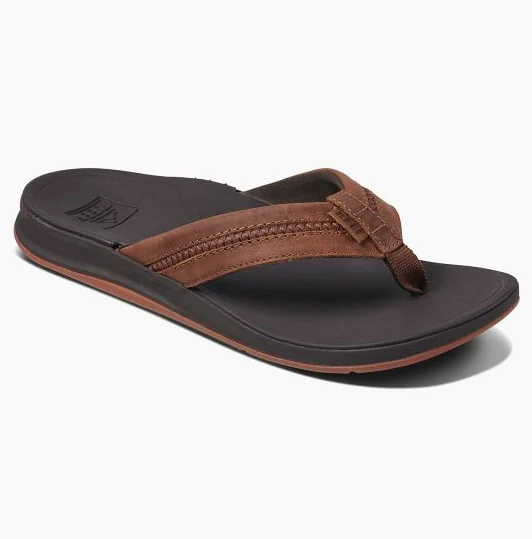 Men's sandals with a toe post designReef Ortho Bounce Coast Brown Leather Strap