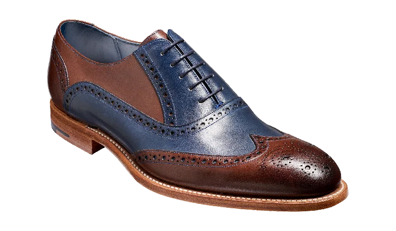 Men's Oxford shoes with a smooth leather upper and a leather soleValiant Multi - Ebony / Navy Hand Painted