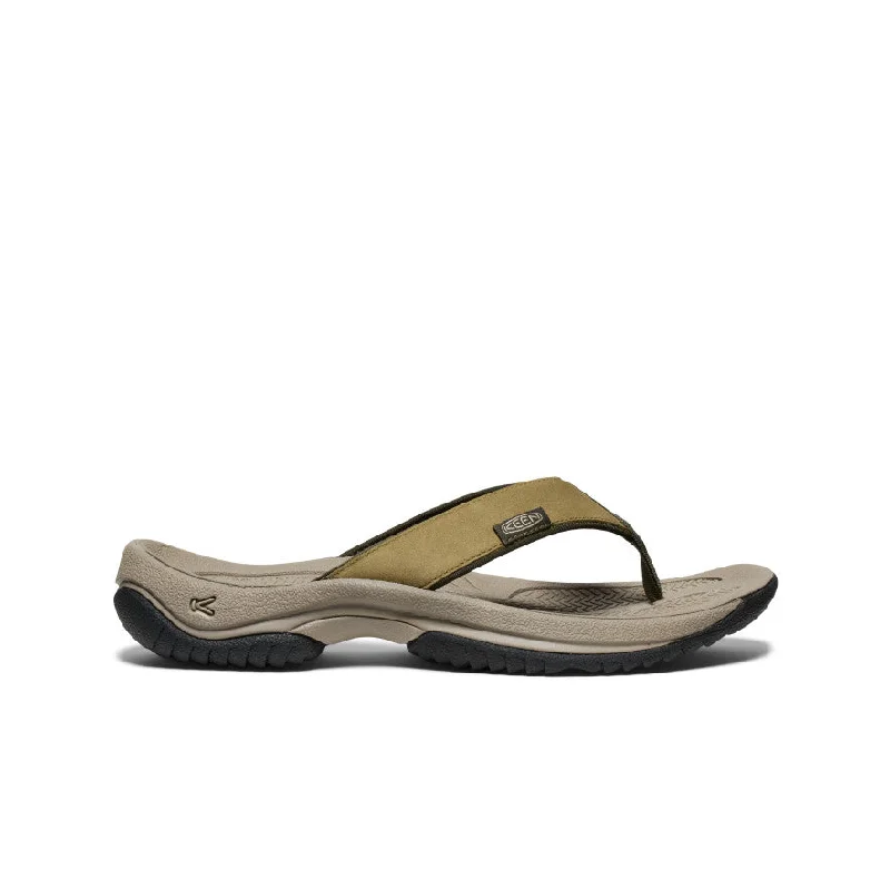 Men's sandals with a removable insole for cleaningMen's Kona Leather Flip-Flop  |  Martini Olive/Forest Night