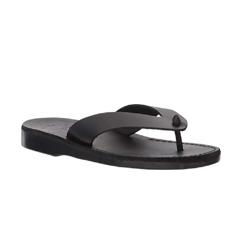 Men's sandals with a wide strap for supportSolomon - Leather Flip Flop Sandal | Black