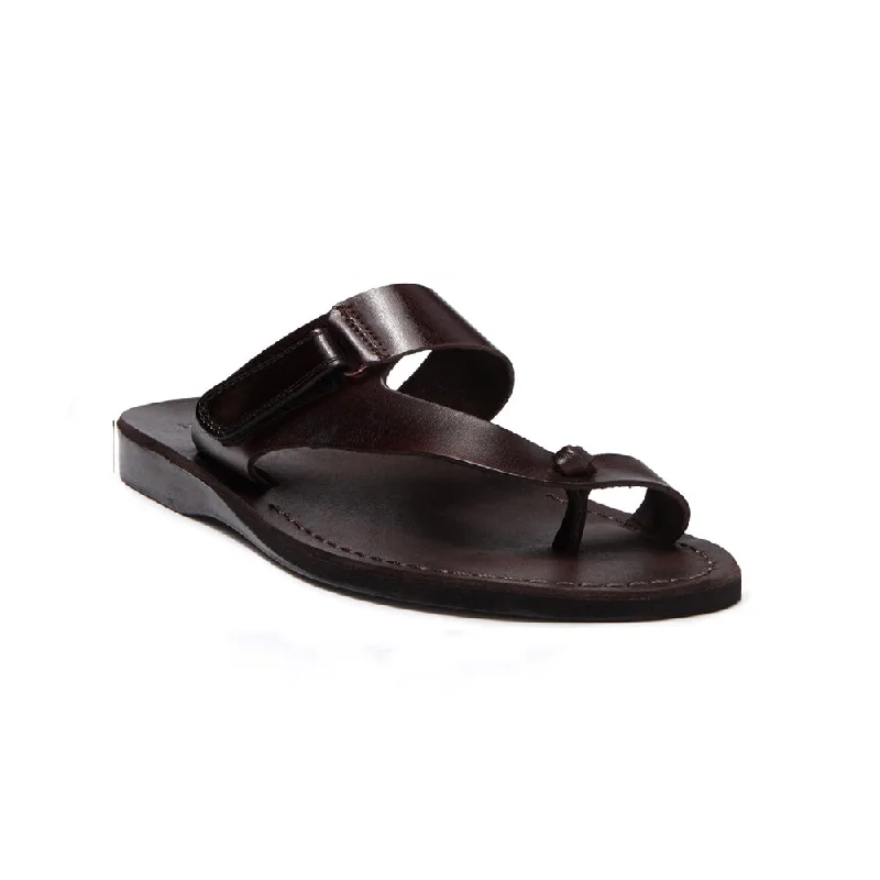 Flip - flop style men's sandals for beach wearRafael - Leather Velcro Strap Sandal | Brown