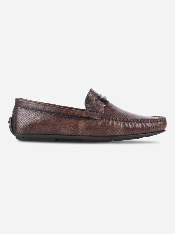 Men's Brown Moc Toe Buckle Loafer (IX4114)