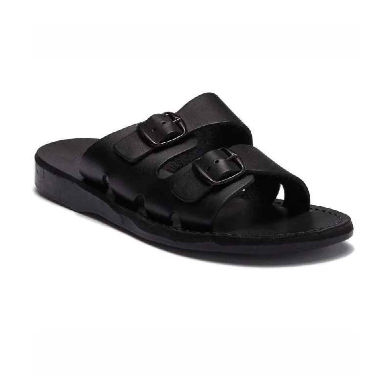 Men's sandals with a contrast stitching detailBarnabas - Leather Double Buckle Sandal | Black