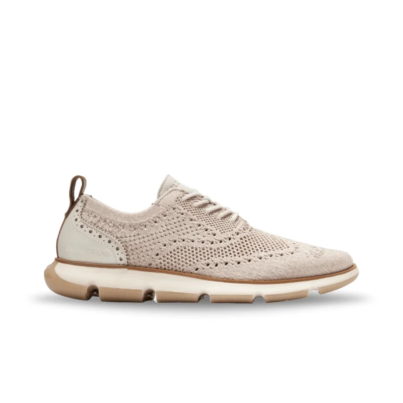 Men's Oxfords with a perforated leather strap for ventilationCole Haan Men's 4.Zerogrand C35651 - Silver Birch Stitchlite