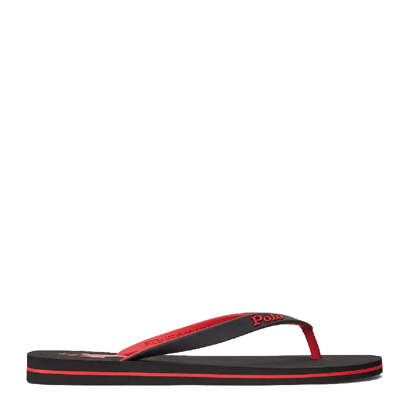 Men's sandals with a padded heelPolo Ralph Lauren Bolt Logo Flip-Flop Black / Red