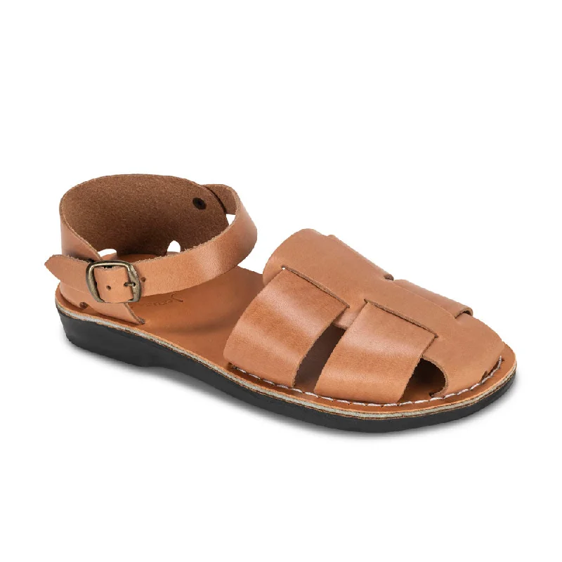 Men's sandals with a perforated leather upper for ventilationGemma - Leather Adjustable Strap Sandal | Tan