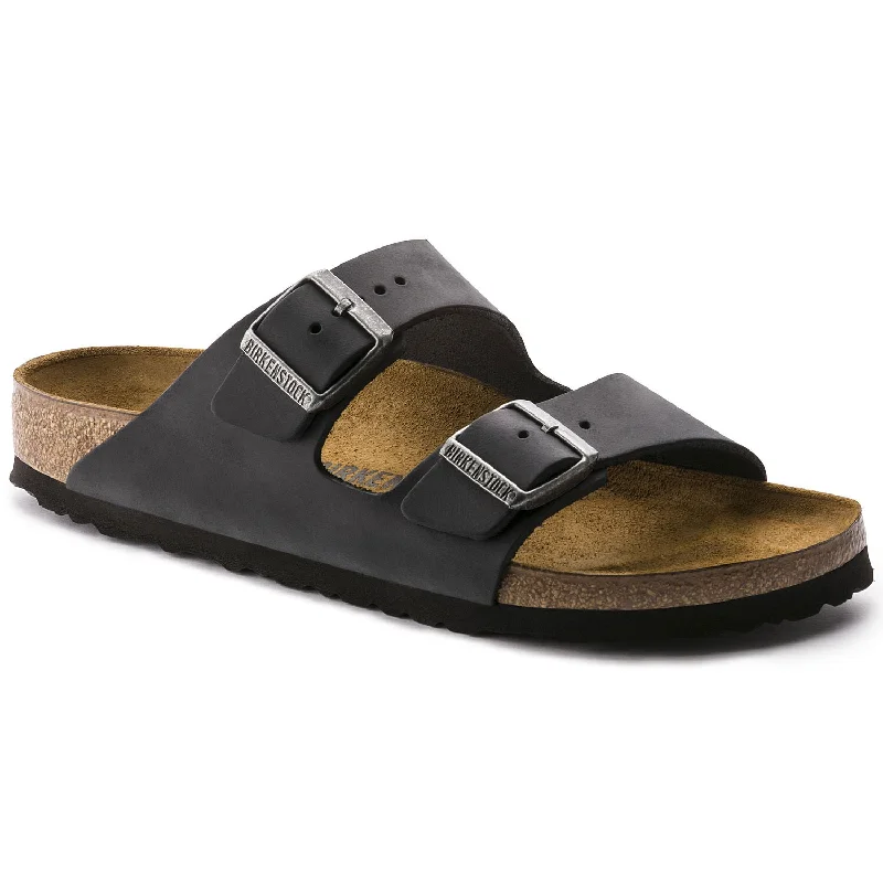 Men's leather sandals with an adjustable strapArizona - Oiled Black