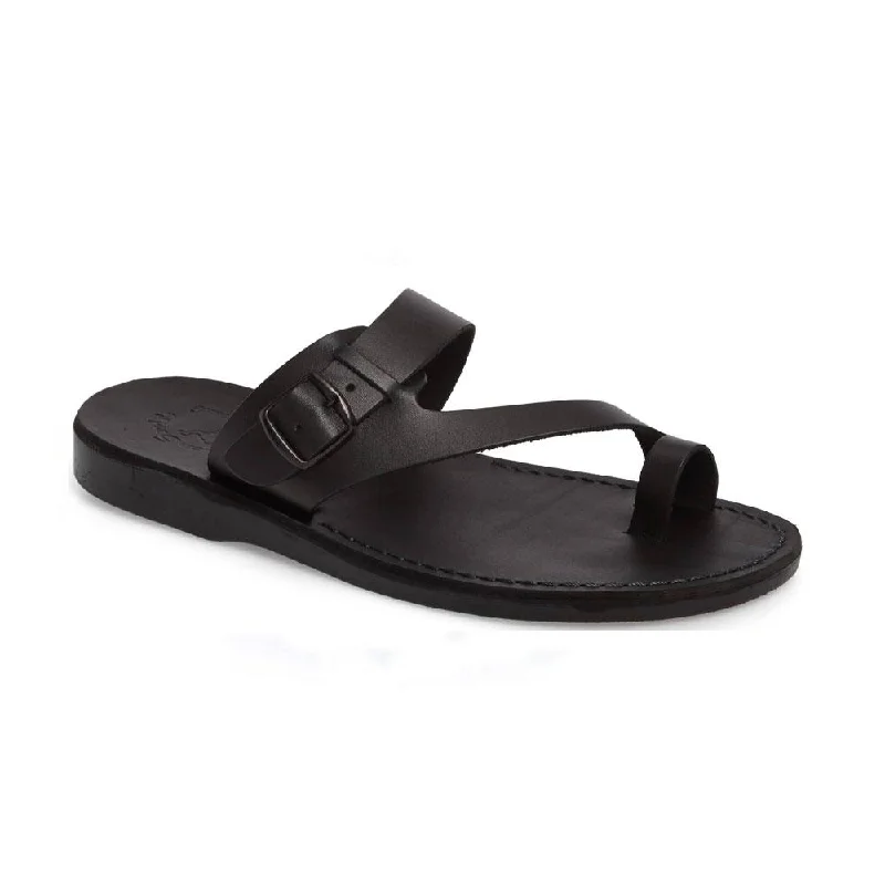 Men's sandals with a padded heelAbner - Leather Metal Buckle Sandal | Black