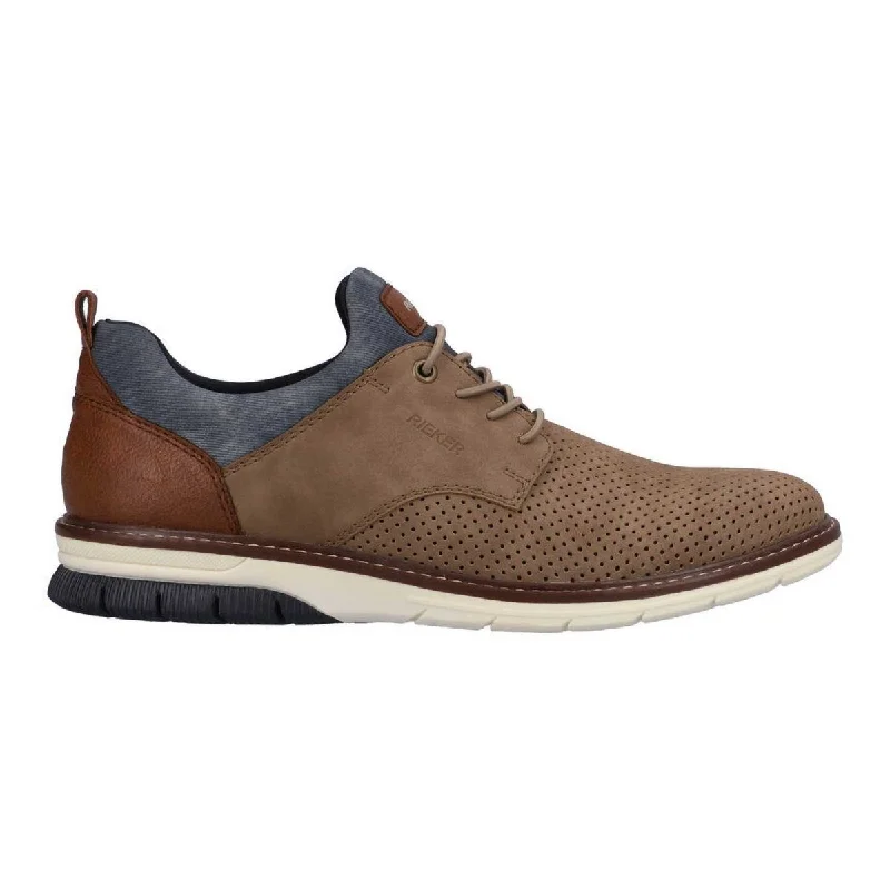 Men's Oxfords in a dark burgundy leather for a unique styleRieker Men's Dustin-50 Tan/Denim