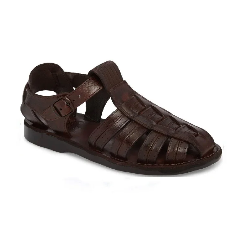 Men's sandals with a wide strap for supportBarak - Leather Closed Toe Sandal | Brown