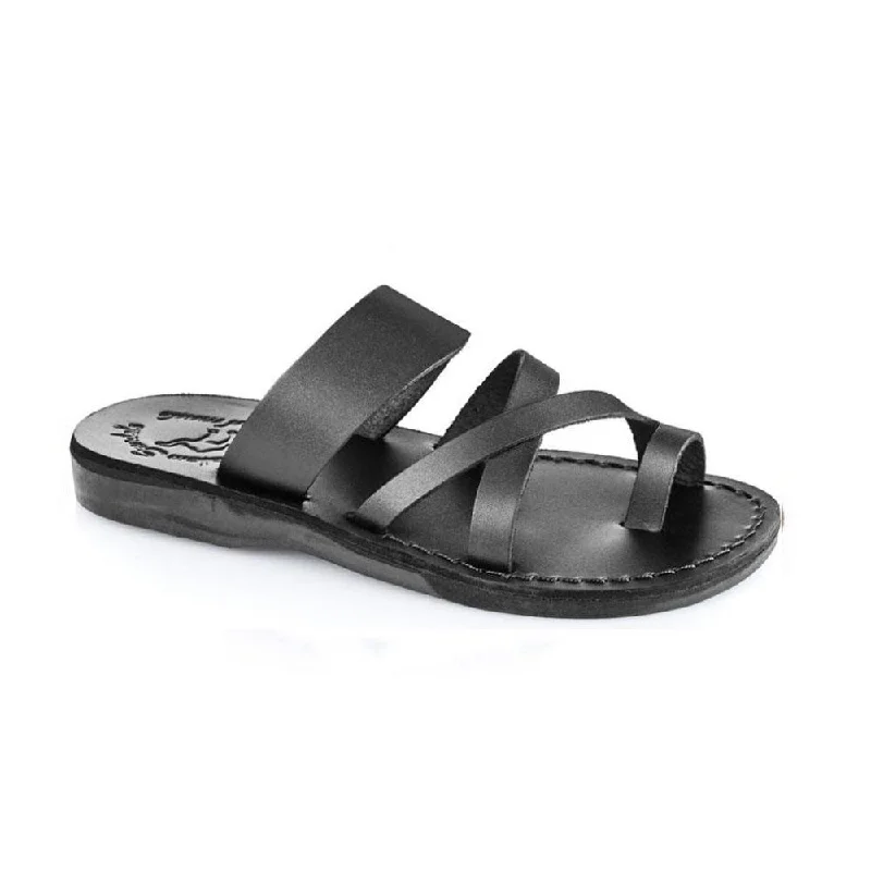 Men's sandals in a neutral color like black or brownThe Good Shepherd - Leather Toe Loop Slide | Black