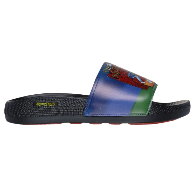 Men's sandals with a pointed toe for a stylish lookSkechers Men's 251092 Snoop Dogg: Low Slider - Doggy Style Slide  Black Multi Sandals