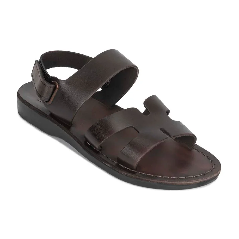 Men's sandals with a toe post designAnne - Leather Slingback Flat Sandal | Brown