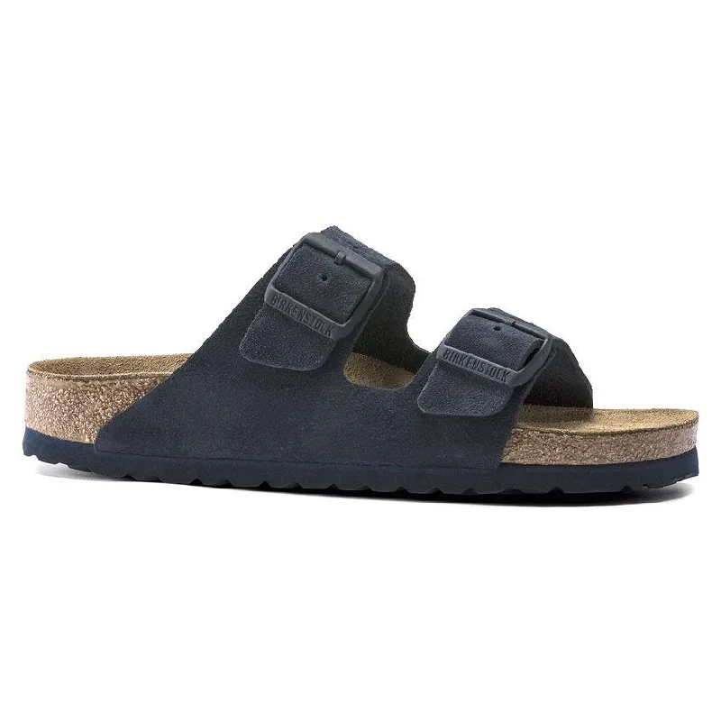 Men's sandals with a leather lining for comfortBirkenstock Men's Arizona Soft Footbed Navy Night Suede