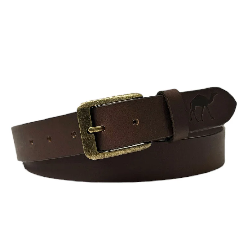 Men's sandals with a toe post designThe Jericho Belt - Classic Brown Leather Belt | Bronze