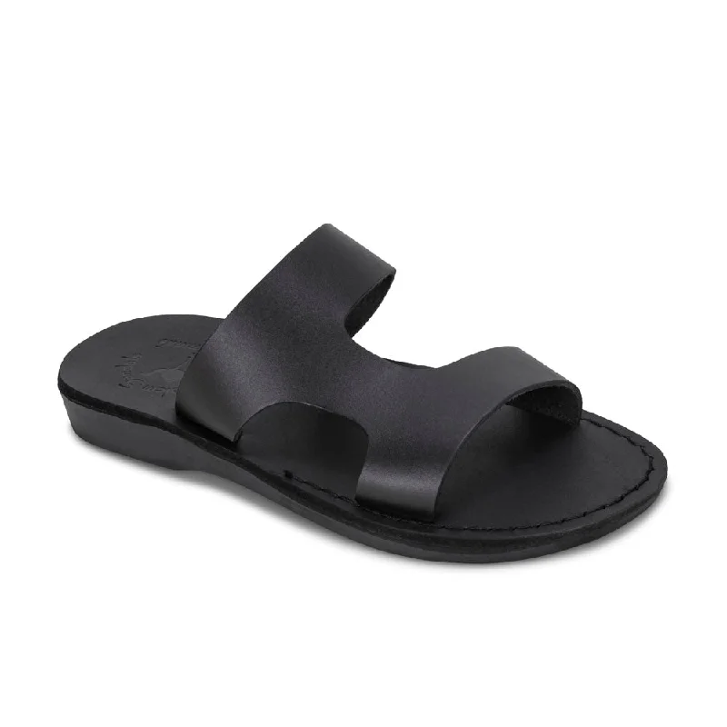 Men's sandals with a shock - absorbing insoleJune - Leather Side Strap Sandal | Black